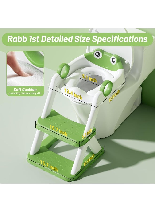 Rabb 1st Frog Potty Training Toilet Seat for Toddler, Upgrade Potty Training Toilet 2 in 1 Toilet Seat for Boys Girls, Waterproof Soft Mat Non-Slip Step Stool - Image 4